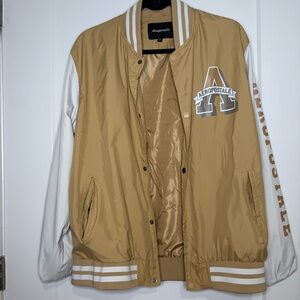 Aeropostale Beige and White Letterman Jacket